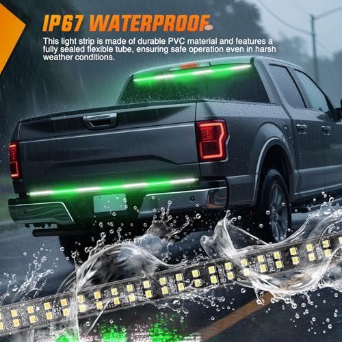 Nilight 60 Inch 360 LED Tailgate Strobe Light Strip Green White