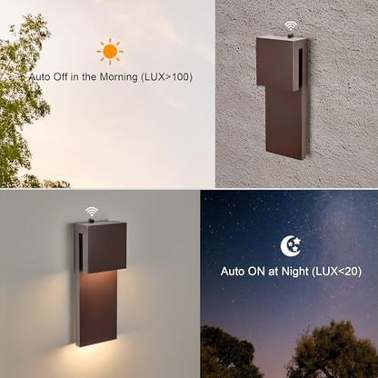 Tarentlight Outdoor Light Fixtures Wall Mount Set of Two, Dusk to Dawn Patio Wall Lamp, Bronze Exterior Lighting Fixtures for Porch, Patio, Backyard, Garage - Waterproof Front Porch Lights