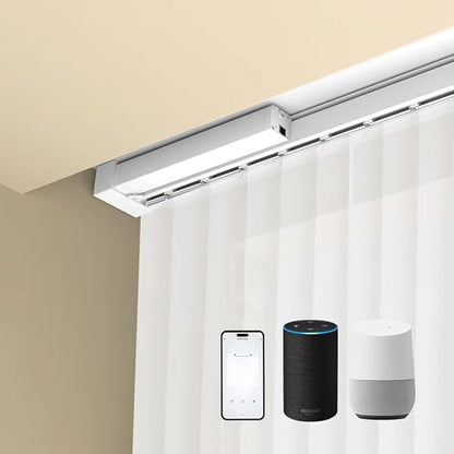 Smart WiFi Motorized Vertical Blind Motor Track Kit for Sliding Glass Doors, 2.5N.m Heavy Duty Electric Curtain Rail, Compatible with Alexa & Google Home (4.5 Meters (177.1 inches))