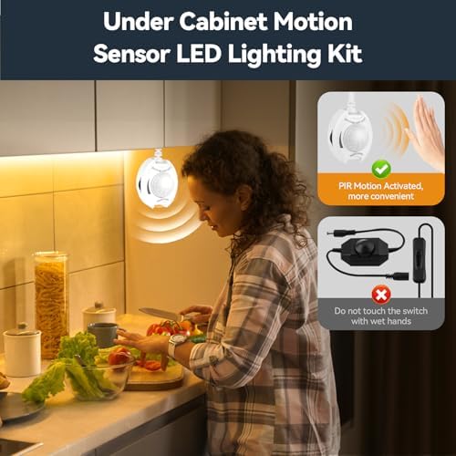 Dual Motion Sensor LED Light Strip Indoor 19.7ft Warm White Night Lighting