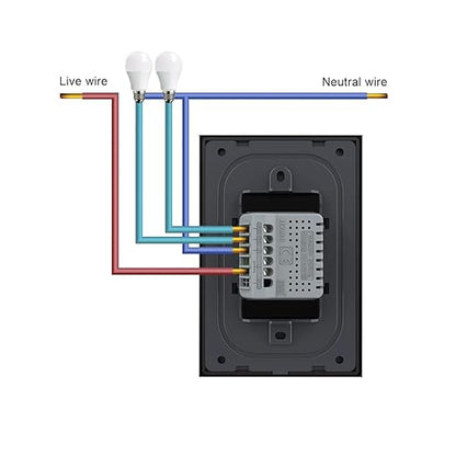 LIVOLO WiFi Touch Wall Switch for Smart Home, Compatible with Alexa & Google Home, Neutral Wire Required, 2 Gang, Tempered Glass Panel, (Black)