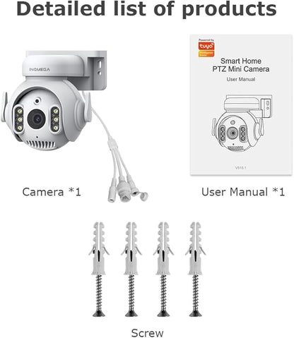 INQMEGA 5MP TUYA Smart Camera,Security Home Surveillance Camera with 2.4G WiFi,2-Way Audio, Full Color Night Vision, Waterproof, Motion Detection, Spotlight & Siren