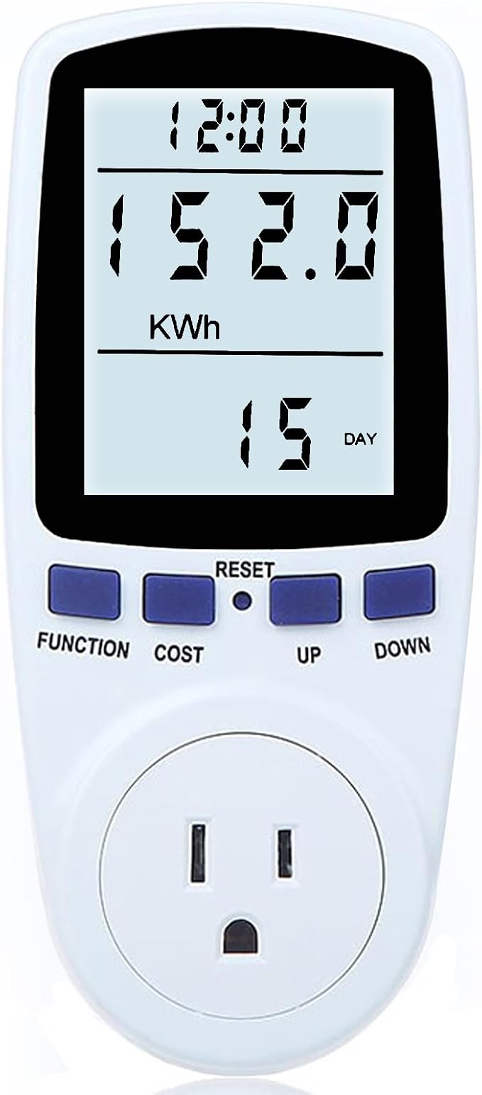 Upgraded Watt Meter Plug in Power Meter Home Energy Monitor Power Consumption Meter, Energy Voltage Amps Kill Tester with White Backlight, Overload Protection, 7 Modes Display