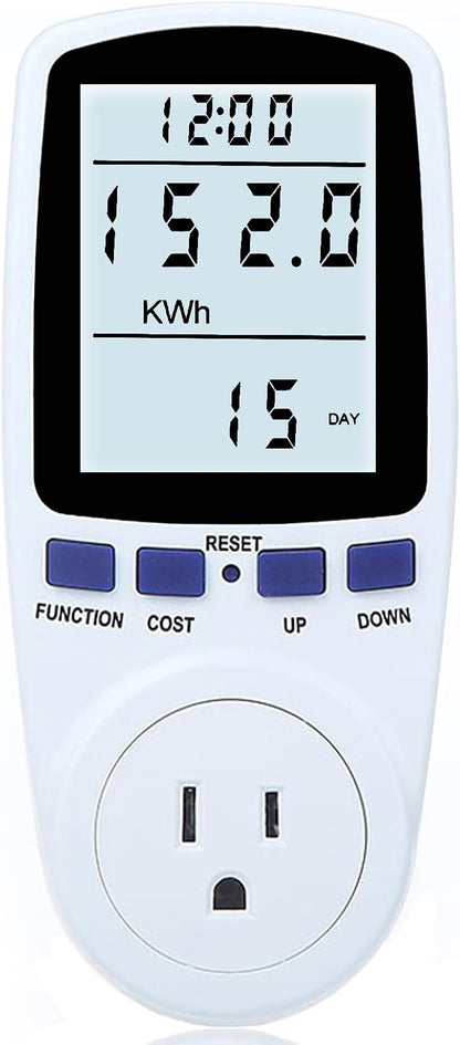 Upgraded Watt Meter Plug in Power Meter Home Energy Monitor Power Consumption Meter, Energy Voltage Amps Kill Tester with White Backlight, Overload Protection, 7 Modes Display