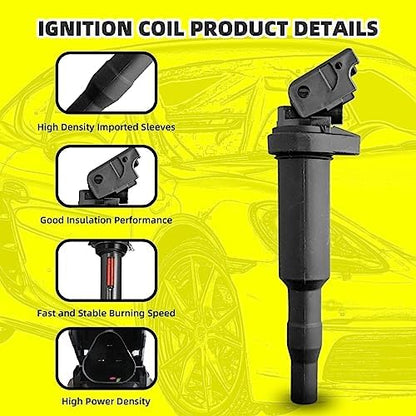 Set of 6 Ignition Coils Pack UF592 0221504470 & 6 PCS Iridium Spark Plugs