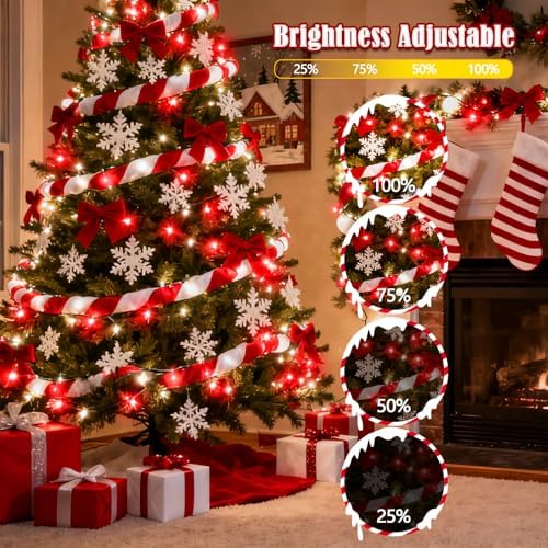 Voice Control 88 Ft 240 LED Smart String Lights with Remote, Red and White