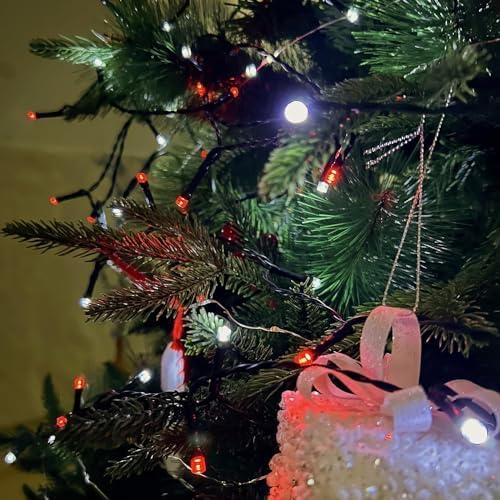 Connectable 88Ft 240LED Christmas String Lights Outdoor Indoor, Red&White