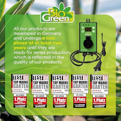 BioGreen TER2/US Thermo 2 Digital Greenhouse Thermostat with Summer/Winter Function 2 Years Warrenty, Green