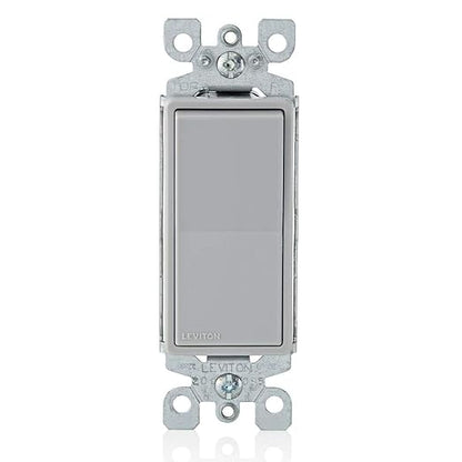Leviton 15 Amp, 120/277 Volt, Decora Rocker Single-Pole AC Quiet Switch, Residential Grade, Grounding, 5601-2G, Gray