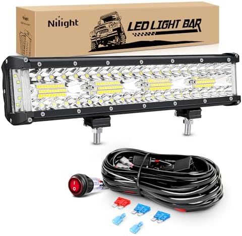 Nilight Side Shooter LED Light 1PC 12 Inch with Wiring Kit for Truck SUV