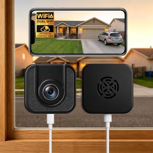 3MP No Drill Window Camera for Indoor & Outdoor Monitoring-Black