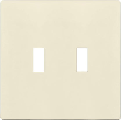 ENERLITES Screwless Double Toggle Switch Wall Plate, Child Safe Dual Light Switch Cover, Standard Size 2-Gang 4.68" x 4.73", Unbreakable Polycarbonate Thermoplastic, SI8812-LA, Glossy, Light Almond