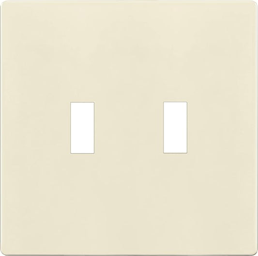 ENERLITES Screwless Double Toggle Switch Wall Plate, Child Safe Dual Light Switch Cover, Standard Size 2-Gang 4.68" x 4.73", Unbreakable Polycarbonate Thermoplastic, SI8812-LA, Glossy, Light Almond