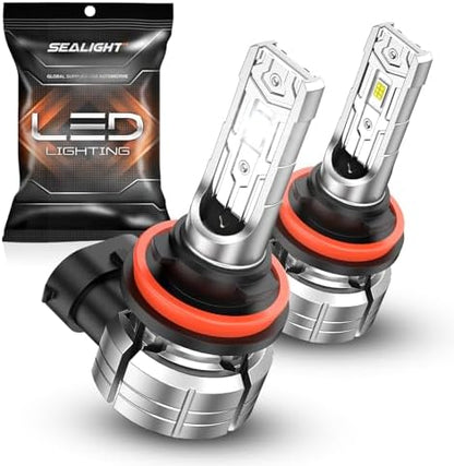 SEALIGHT H11/H16/H8 LED Fog Light Bulb, 14,000 Lumens 800% Brightness H11 LED Fog Lights, 1:1 Mini Size Easy to Install, 60000HRS Lifespan IP68 Waterproof, Pack of 2