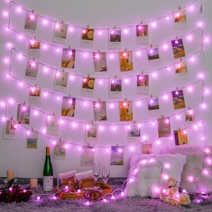JMEXSUSS 33FT 100 LED Pink Globe String Lights Battery Operated 8 Modes