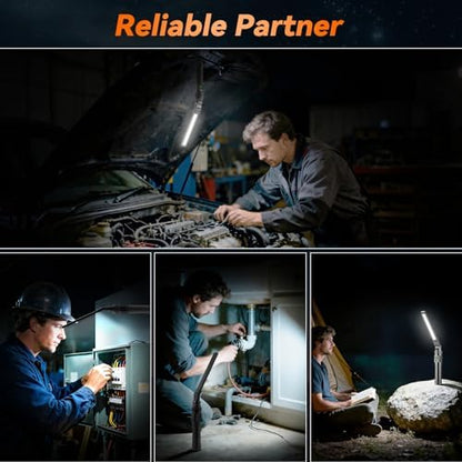 2Pack Magnetic Rechargeable LED Work Light/Flashlight for Mechanics
