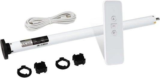MING CHEN Smart Tubular Motors for 1.4"(36mm) 1.5"(38mm) Shade Tube Rechargeable Motorized Blinds Motor and RF Remote Control for Windows Shade Compatible with Alexa Google via HUB (2 Driver Crowns)