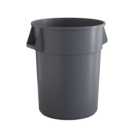 55 Gallon Gray Round Commercial Trash Can, Heavy-Duty Food Grade NSF Certified, Perfect for Restaurant, Office, School, Garage, Backyard, Workshop, Warehouse