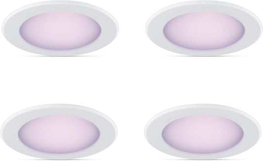 Philips Smart 5-6 Inch Retrofit Recessed Downlight 4-Pack, 1150 Lumens, LED Color Changing Lights, Connects to Wi-Fi, Control with Voice or App, Powered by WiZ Connected