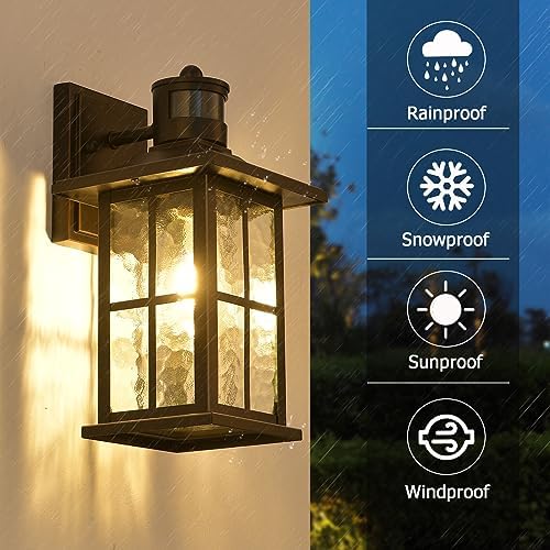 2 Pack Motion Sensor Outdoor Porch Lights Dusk Dawn Exterior Wall Lantern