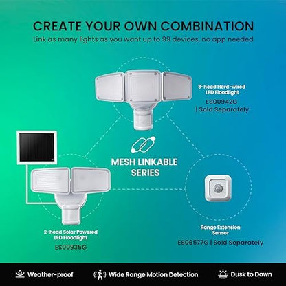 Home Zone Living 2PK Solar Floodlights Outdoor, Motion Sensor, 1500 Lumens