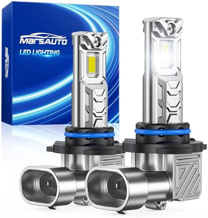 Marsauto 9005 Led Light Bulbs, 30000LM 6500K Cool White, 500%+ Brighter HB3 Fog Light for Night Highway Driving & Bad Weather, Fanless Passive Cooling, IP68 Plug and Play, Pack of 2