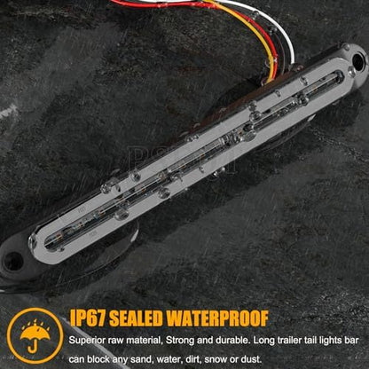 PSEQT 3 Color Trailer Tail Brake Stop Turn Signal Running LED Lights Bar Amber Red Green Rear Identification Marker Waterproof Light Strip for Trailer Truck Pickup Offroad RV ATV UTV Bus Van, 2Pcs