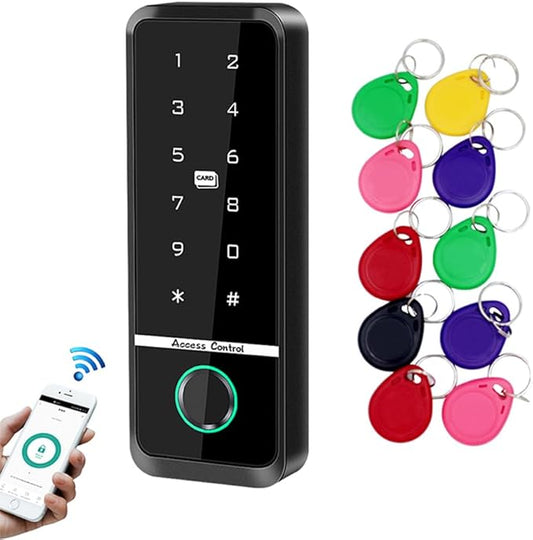 WiFi Access Control Keyboard Fingerprint Door Lock 125Khz EM+13.56Mhz MF RFID Card Reader Controler Keypad Intercom System,Smart Lock Electronic System Tuya App Control Waterproof IP67
