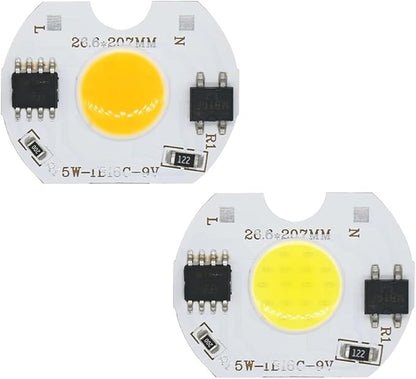 5pcs LED COB Lamp Bead 5W 9V COB Chip 220V Smart IC No Need Driver DIY Flood Light Led Bulb Spotlight Chip Lamp Warm Or White(Coldwhite)