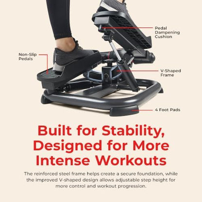 Sunny Health & Fitness Smart Power Stepper with Resistance Bands for Cardio