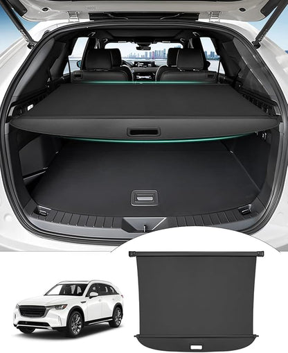 Powerty Retractable Cargo Cover for Mazda CX-90 CX90 Accessories 2024 2025 2026, Canvas Texture Trunk Cover Privacy Screen Rear Security Shade for Mazda CX-90 Accessories