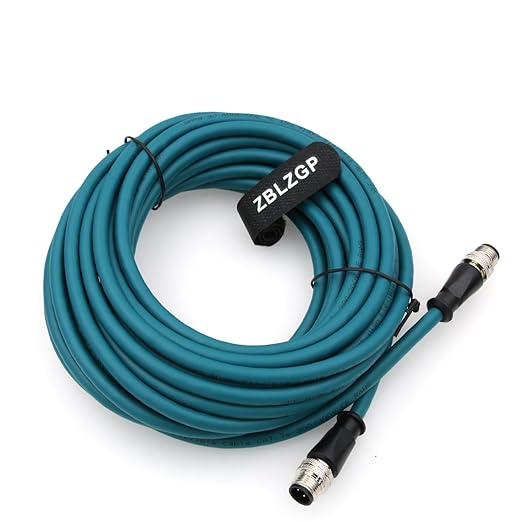M12 4-Pin D Code Cat 5e Network Cable Male to Male,High Protection Shell Waterproof, Dustproof and Corrosion Resistant for Outdoor Industrial Device Connections 8M