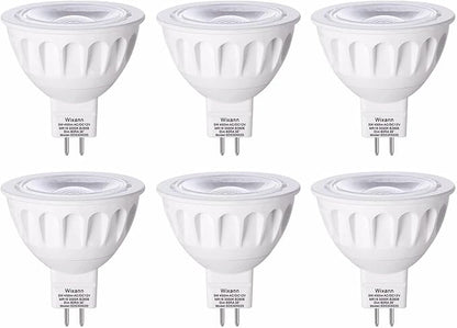 Wixann MR16 LED Bulbs Dimmable, 5W 3000K Soft Warm White, 450LM, 12-Volt Gu5.3 Bi-Pin Base, 40 Degree Spot Lighting for Indoor. 6 Pack
