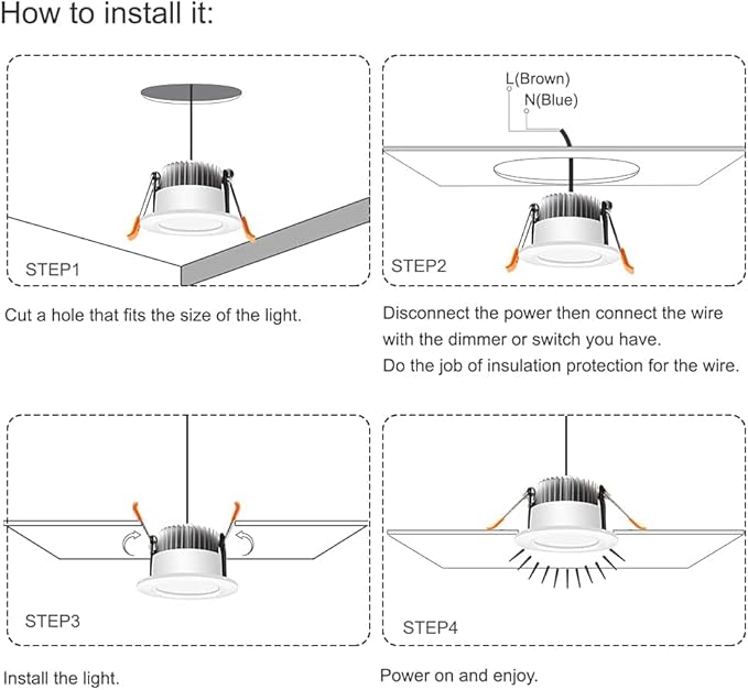2 Inch LED Recessed Lighting Dimmable Downlight, 3W(35W Halogen Equivalent), 4000K Nature White, CRI80, Ceiling Light with LED Driver for Living Room Hallway Stairwell Museum Showroom, 8 Pack