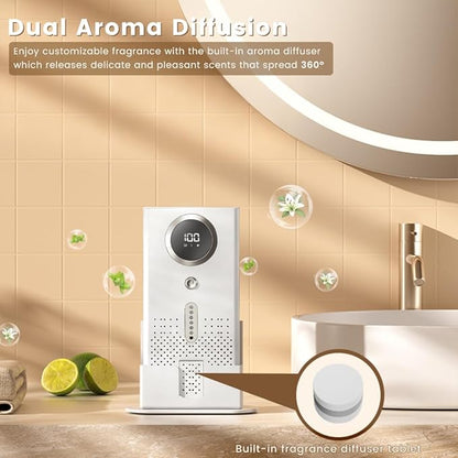 Air Purifier for Home, Compact Ozone Deodorizer with Aroma Diffuser, Car Air Purifier for Pet Rooms, Bathroom, Smoke and Odor Elimination, Desktop Design