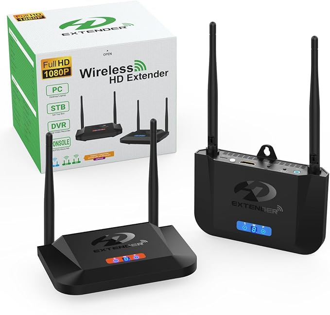 Wireless HDMI Transmitter and Receiver 4K Decoding 1080P 60HZ, 656 FT, HDMI Loop-Out, IR Extend, Dual Cooling Systems, 8 Channels, 1 TX to 3 RXS, Streaming from STB,PC,CCTV to TV,Projector,Monitor
