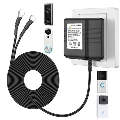 Black Video doorbell Special Power Transformer,18V500MA doorbell Power Adapter, Compatible with Ring, Nest, Eufy, Wyze, Arlo Wireless Video doorbell (with 196in Cable)