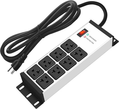 CCCEI 2PCS 12 Gauge Heavy Duty Power Strip, 8 Ports. Silver, 4FT.