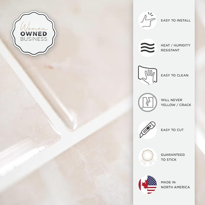 Smart Tiles Peel and Stick backsplash, Subway Latte Beige, 10.95"x9.7" | Pack of 10 (6.3 sq ft), Glossy, Heat/Moisture Resistant, Low VOC, Kitchen/Bathroom, Renter Friendly, Made in Canada