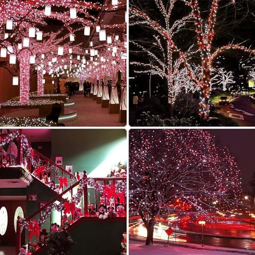Connectable 88Ft 240LED Christmas String Lights Outdoor Indoor, Red&White