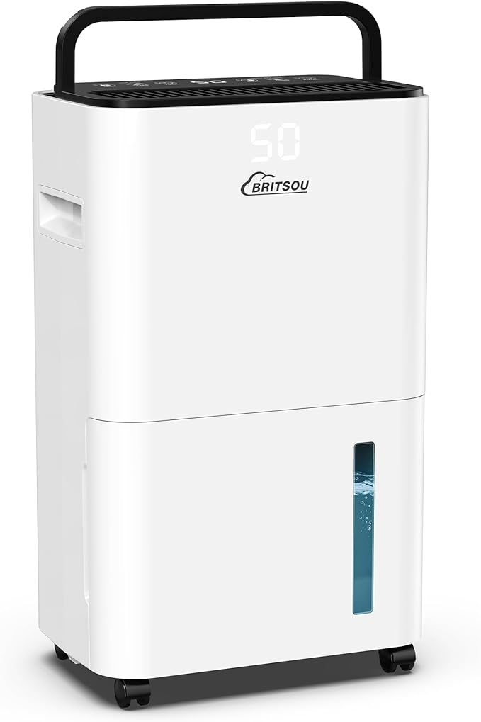 34 Pint Dehumidifier for Basement with Drain Hose & 0.66 Gallon Water Tank, Manual & Auto Drainage, Smart Quiet Dehumidifiers for Home with Auto Shut off, 24HR Timer