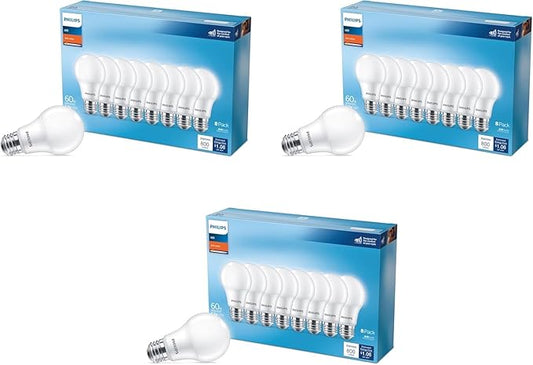 PHILIPS LED 40W A19 24-Pack Basic Soft White Light Bulbs (2700K) 450 Lumen (5W = 40W) Frosted Flicker-Free Light Bulbs (E26 Base)