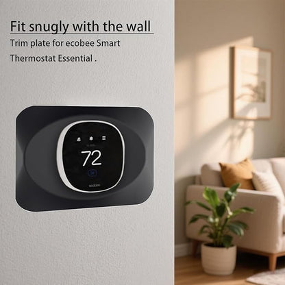 Wall Plate Cover Compatible with Ecobee Smart Thermostat Essential, Practical Ecobee Thermostat Trim Kit, Programmable WiFi Thermostat Accessory (Black Magic) (Black)