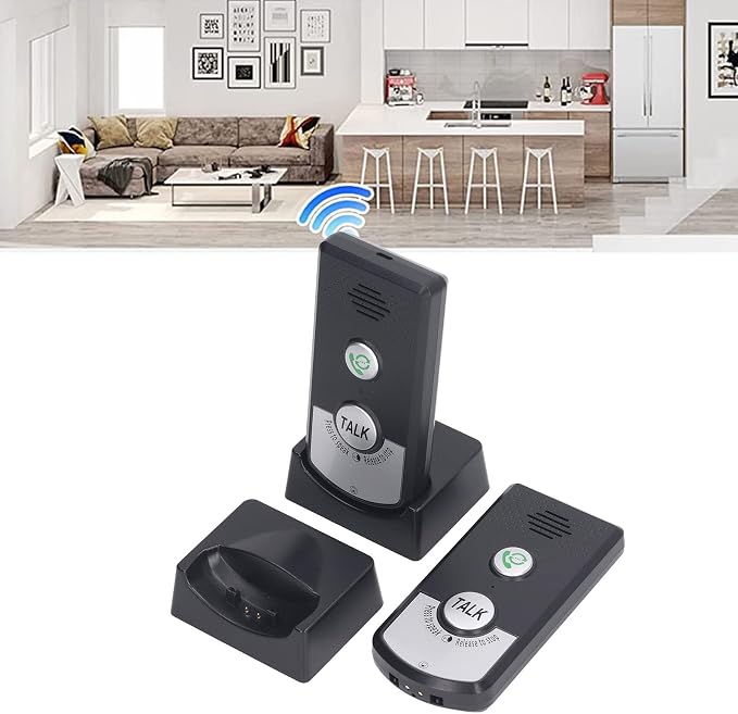 Wireless Intercom Doorbells, Adjustable Voice Intercom Home Smart 2 Way Talk Doorbell, Electronic Doorbell for Hospitals, Hotels, Factories, Teahouses (Black)