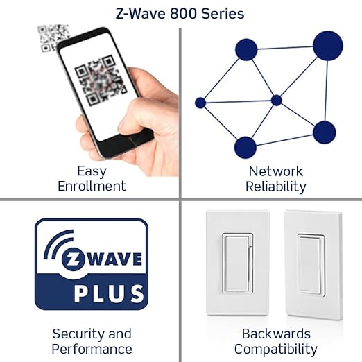 Leviton Decora Smart Switch Z-Wave 800 Series, ZW15S-1RW (Pack of 2)