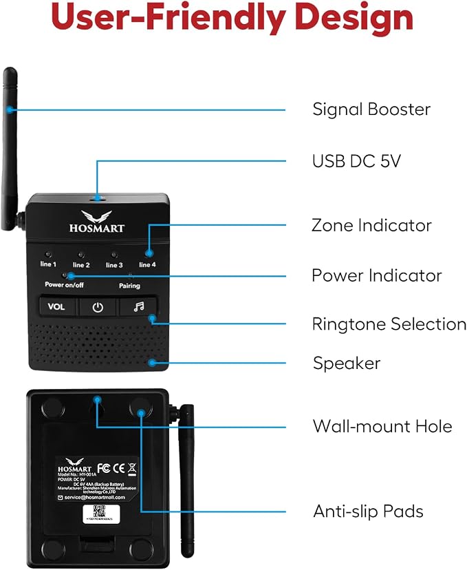 1/2 Mile Hosmart Driveway Alarm Wireless Outdoor Motion Sensor System | Driveway Sensor Alert System Weatherproof Security Sensor & Detector Protect Outdoor/Indoor Property