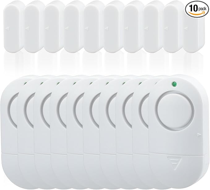 120DB High Decibel Door Window Alarms for Home Security, Toddler Child Safety Entry Open Alert Door Chime, Anti Intrusion Sensor for Household Store Apartment Garage, 10 Pack White