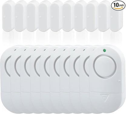 120DB High Decibel Door Window Alarms for Home Security, Toddler Child Safety Entry Open Alert Door Chime, Anti Intrusion Sensor for Household Store Apartment Garage, 10 Pack White