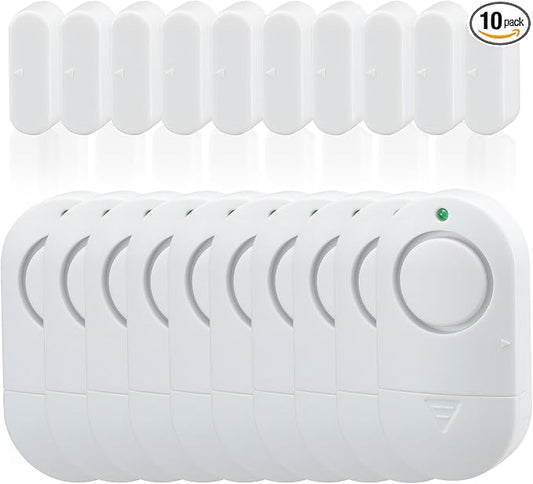 120DB High Decibel Door Window Alarms for Home Security, Toddler Child Safety Entry Open Alert Door Chime, Anti Intrusion Sensor for Household Store Apartment Garage, 10 Pack White