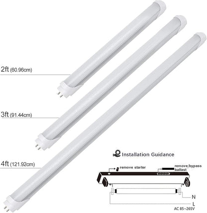 LightingWill LED T8 Light Tube 3FT, Warm White 3000K-3500K, Dual-End Powered Ballast Bypass, 2000 Lumens 15W (32W Fluorescent Equivalent), Frosted Cover, AC85-265V Lighting Tube Fixtures, 4 Pack